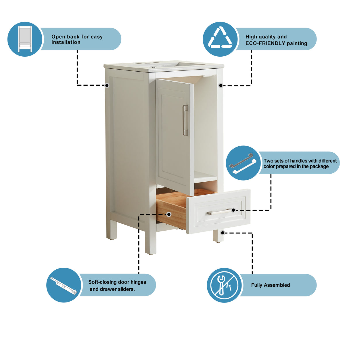 Fully Assembled 18-Inch Bathroom Vanity
