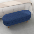 Blue Oval Storage Bench with Rubber Wood Legs