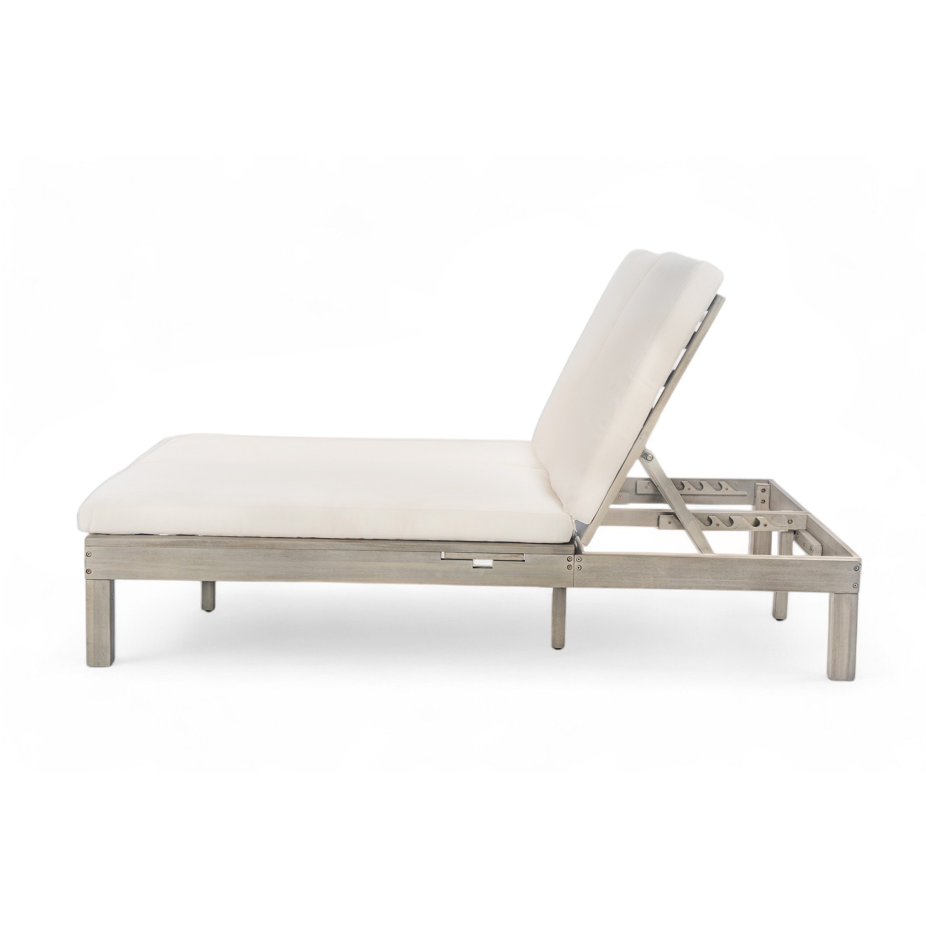 TREXM 5-Position Adjustable Backrest Double Chaise Lounge Outdoor