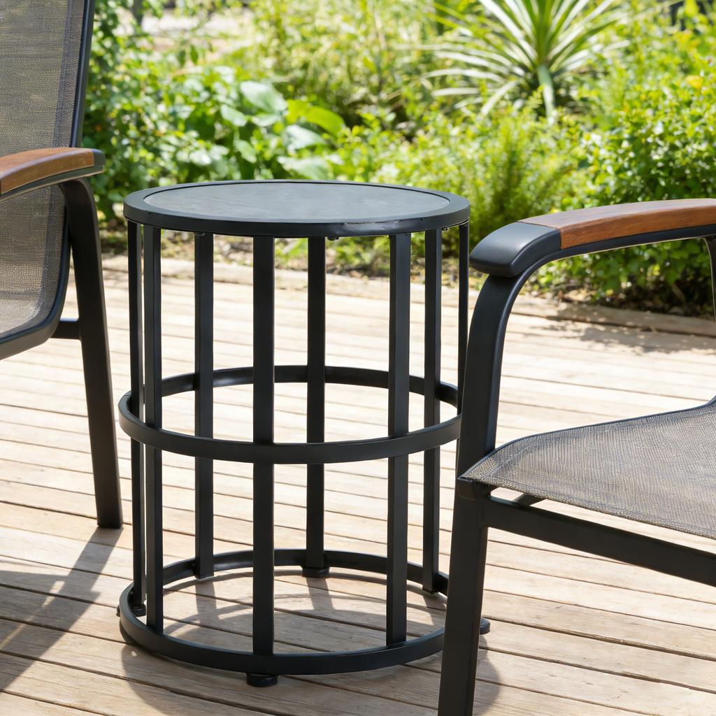 Ceramic Tile Side Table with Powder Coated Iron Frame