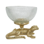 Pedestal Bowl with Lizard Sculpture