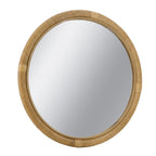 31.9" Woven Rattan Decorative Round Mirror with Wrapped Accents