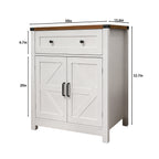 White & Wood-Grain Top Farmhouse Barn-Door Storage Cabinet
