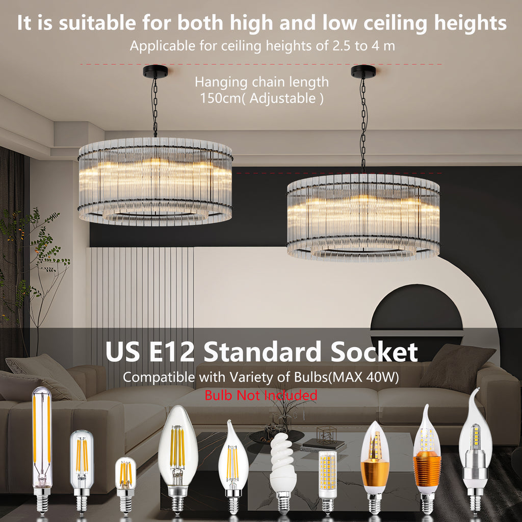 37" Modern Gold Round Chandelier