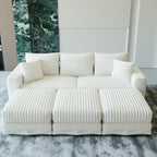 82.7" Plush Corduroy 3-Seat Sofa