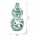 D6.9x13.4" Porcelain Double Gourd Vase with Cherry Blossom Patterns