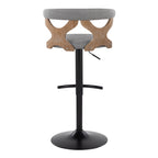 Contemporary Adjustable Barstool with Swivel in Whitewashed Wood