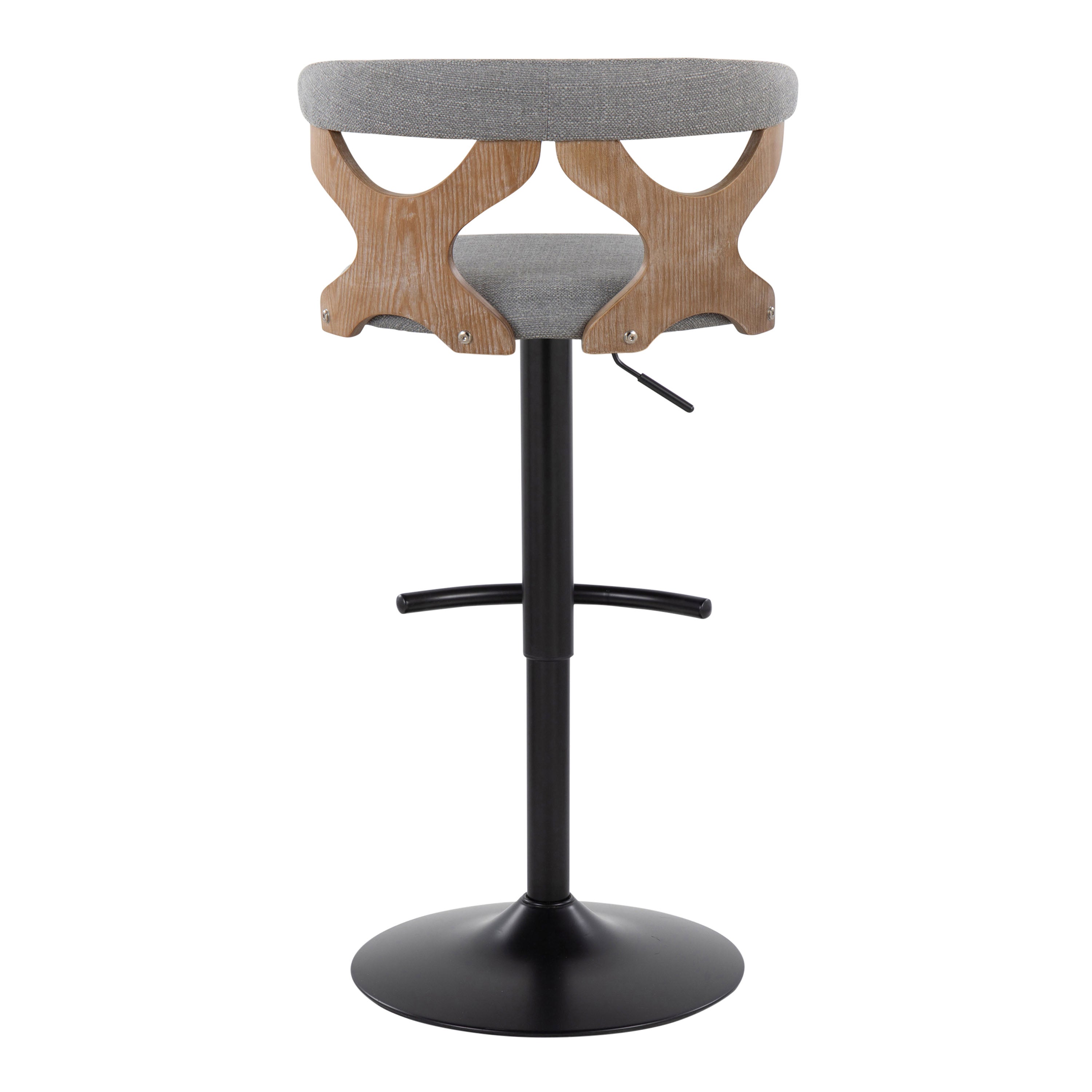 Contemporary Adjustable Barstool with Swivel in Whitewashed Wood