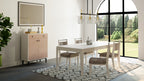 Expandable Leg Table with Metal Inlay - Vanilla