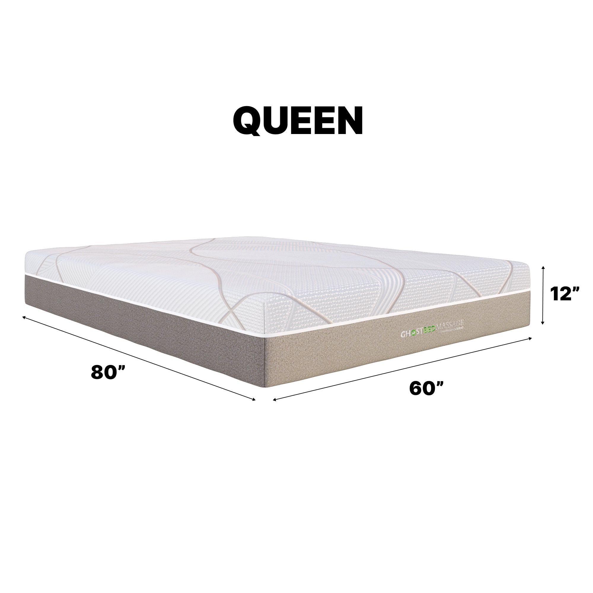 GhostBed Massage Mattress Hybrid 12" Profile - Queen
