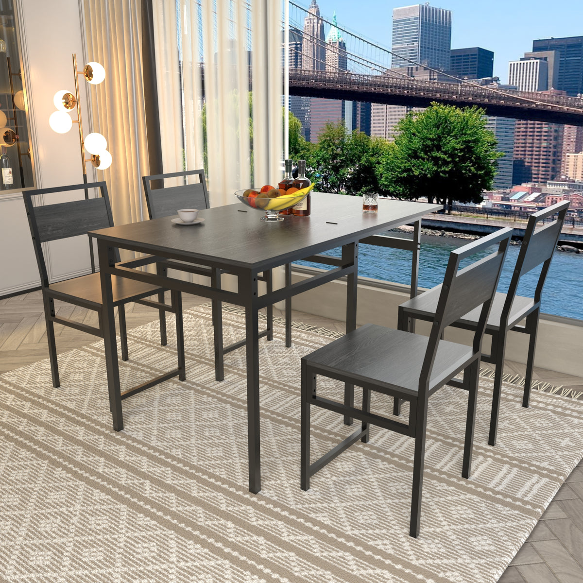 Extendable Dining Table Set with 4 Chairs