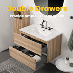 Gloria 30" Wall Mounted Rough Oak Bathroom Vanity