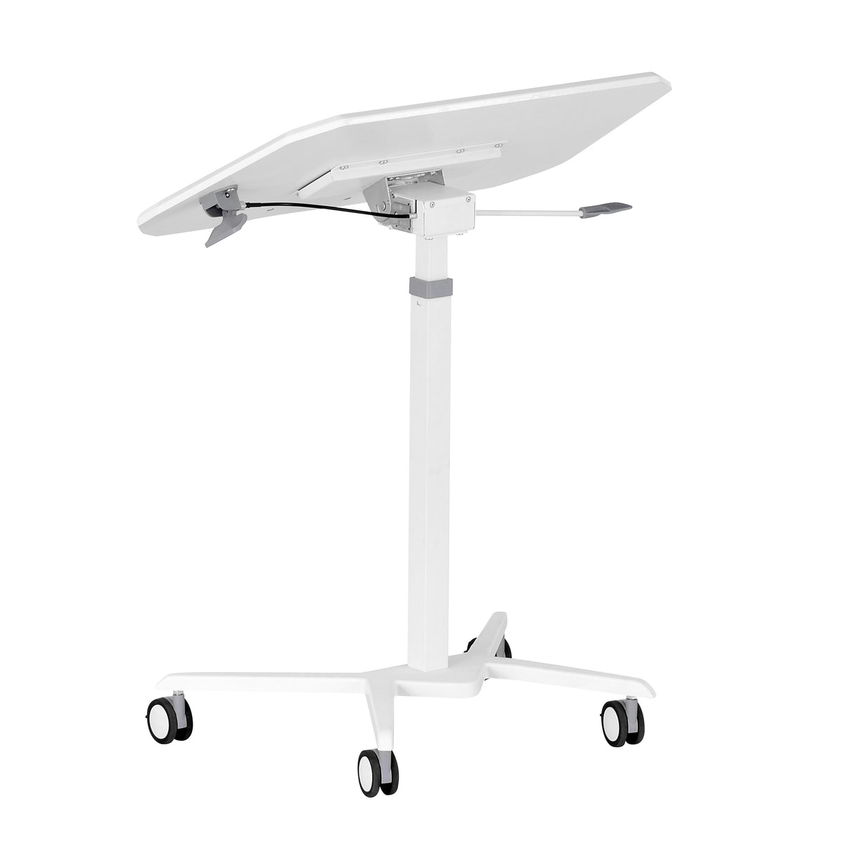 Techni Mobili White Sit to Stand Mobile Laptop Desk, Height Adjustable