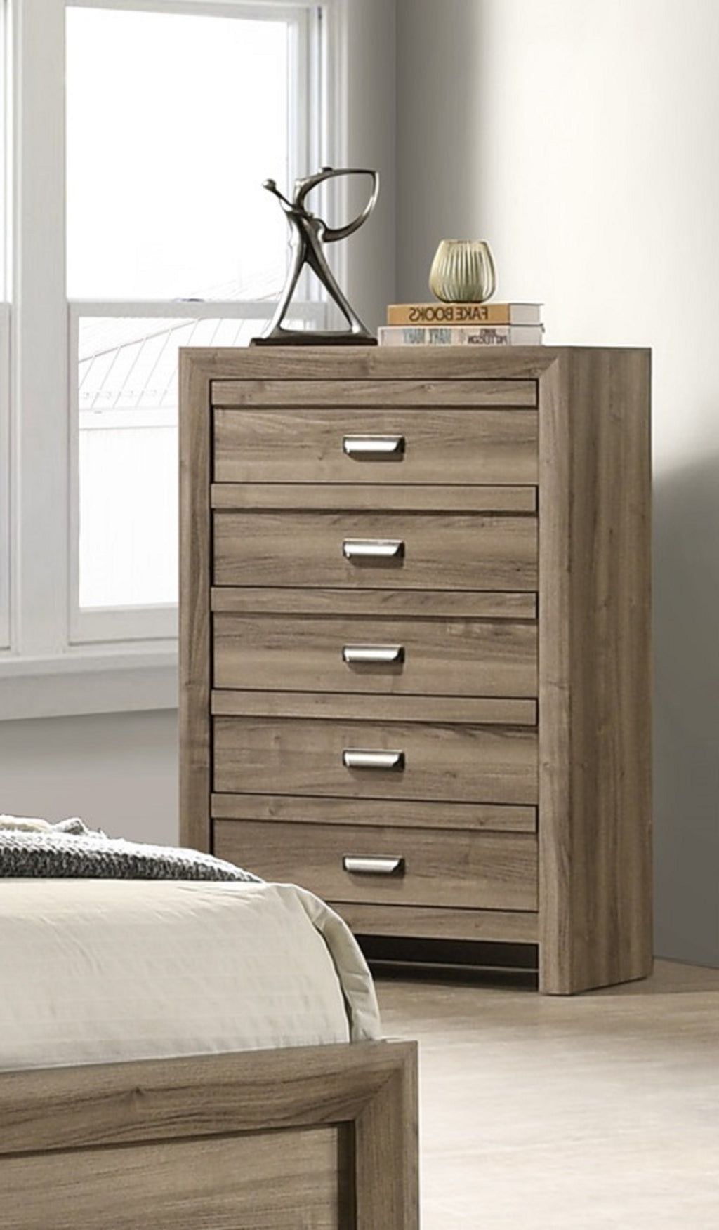 Contemporary Style Five Drawers Storage Tall Chest