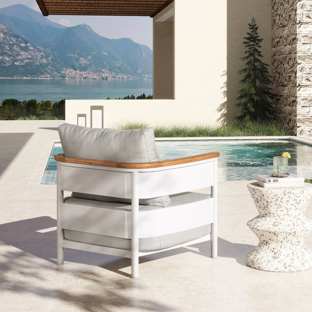 Rhodes 29" Upholstered Teak & Aluminum Patio Arm Chair