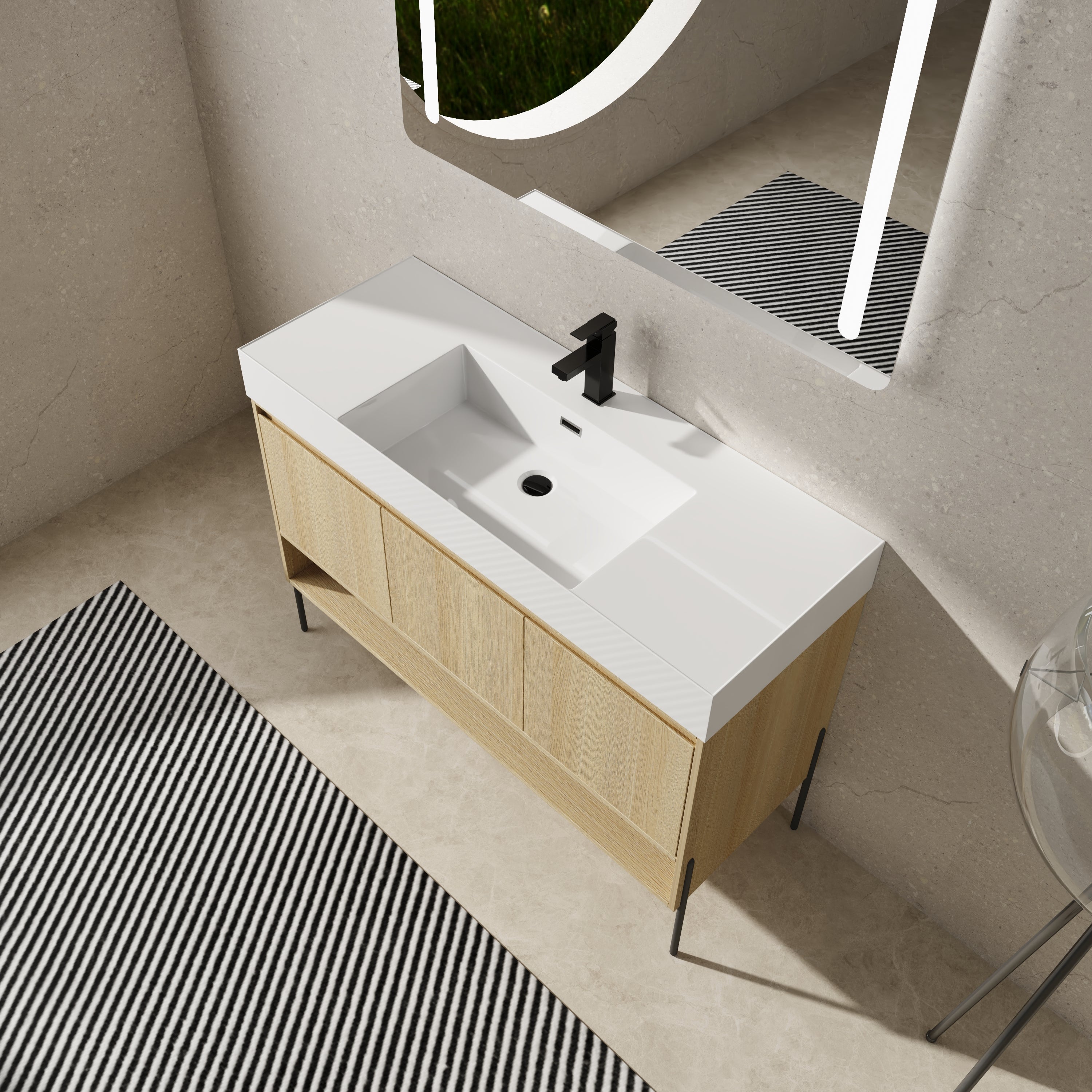 48" Bathroom Vanity Combo with Single Resin Sink