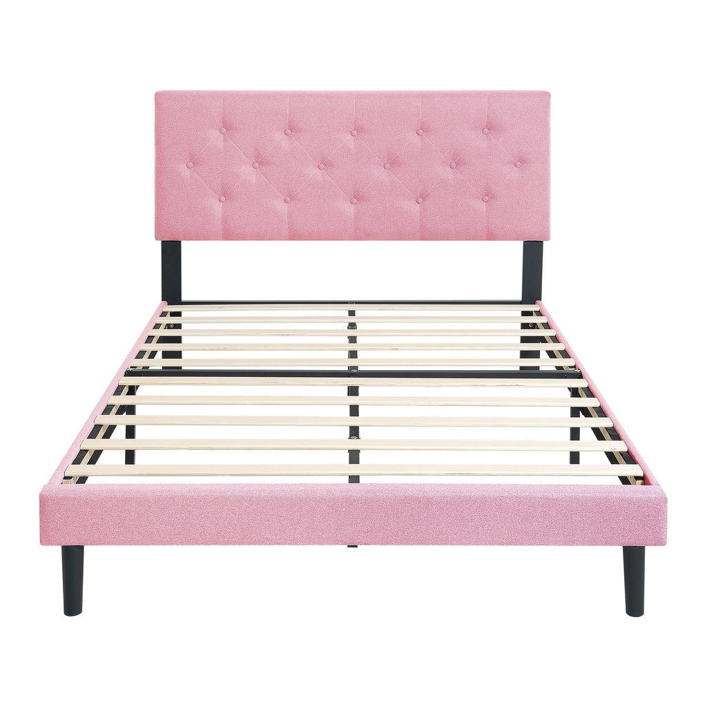 Full Size Upholstered Platform Bed Frame with Modern Button Tufted