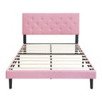 Full Size Upholstered Platform Bed Frame with Modern Button Tufted