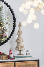Fringes Embellished Cone With Wooden Base