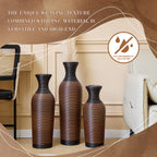 Hand-Woven PVC Rattan Vases, Set of 3