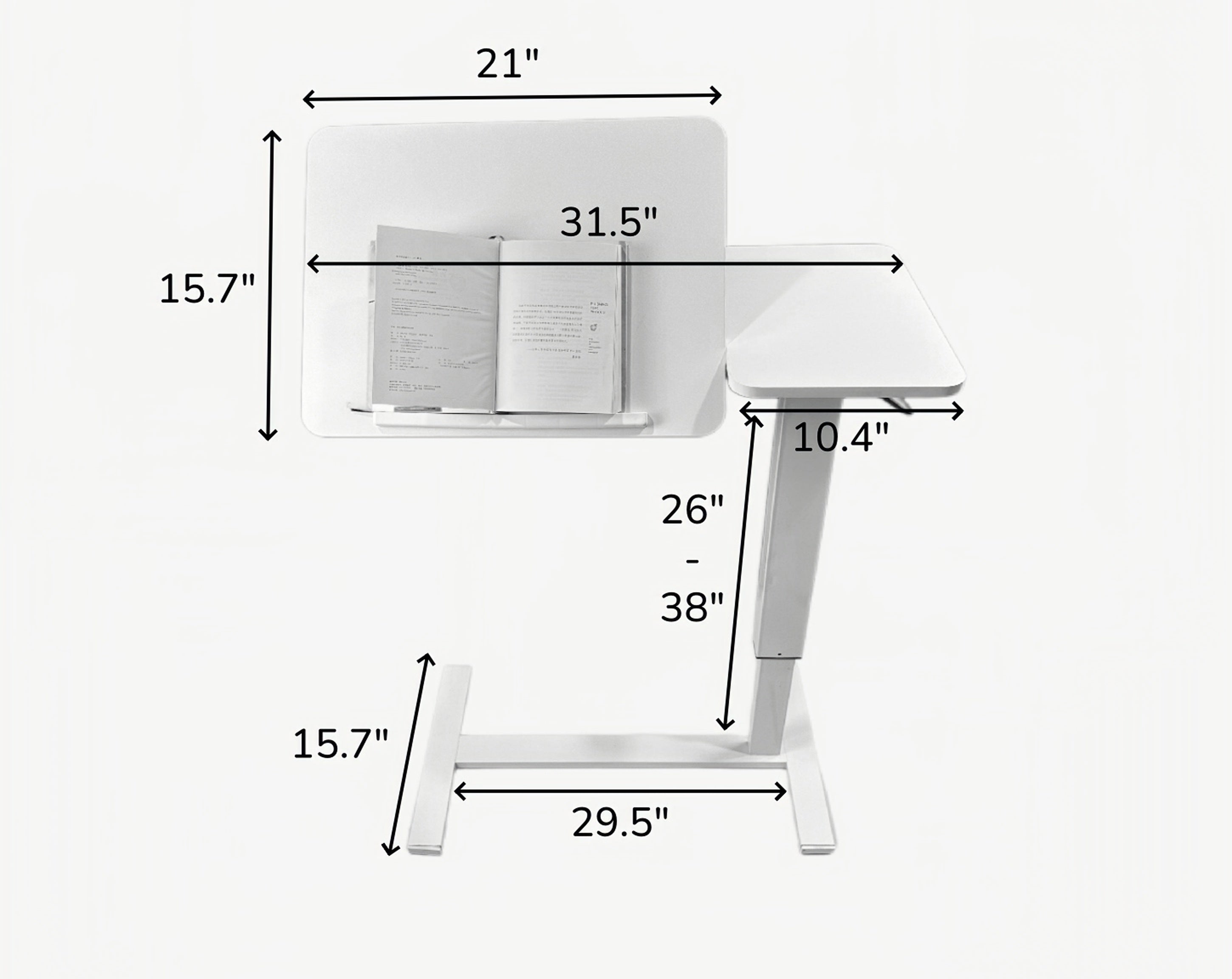 Mobile Overbed Bedside Desk with Height Adjustment