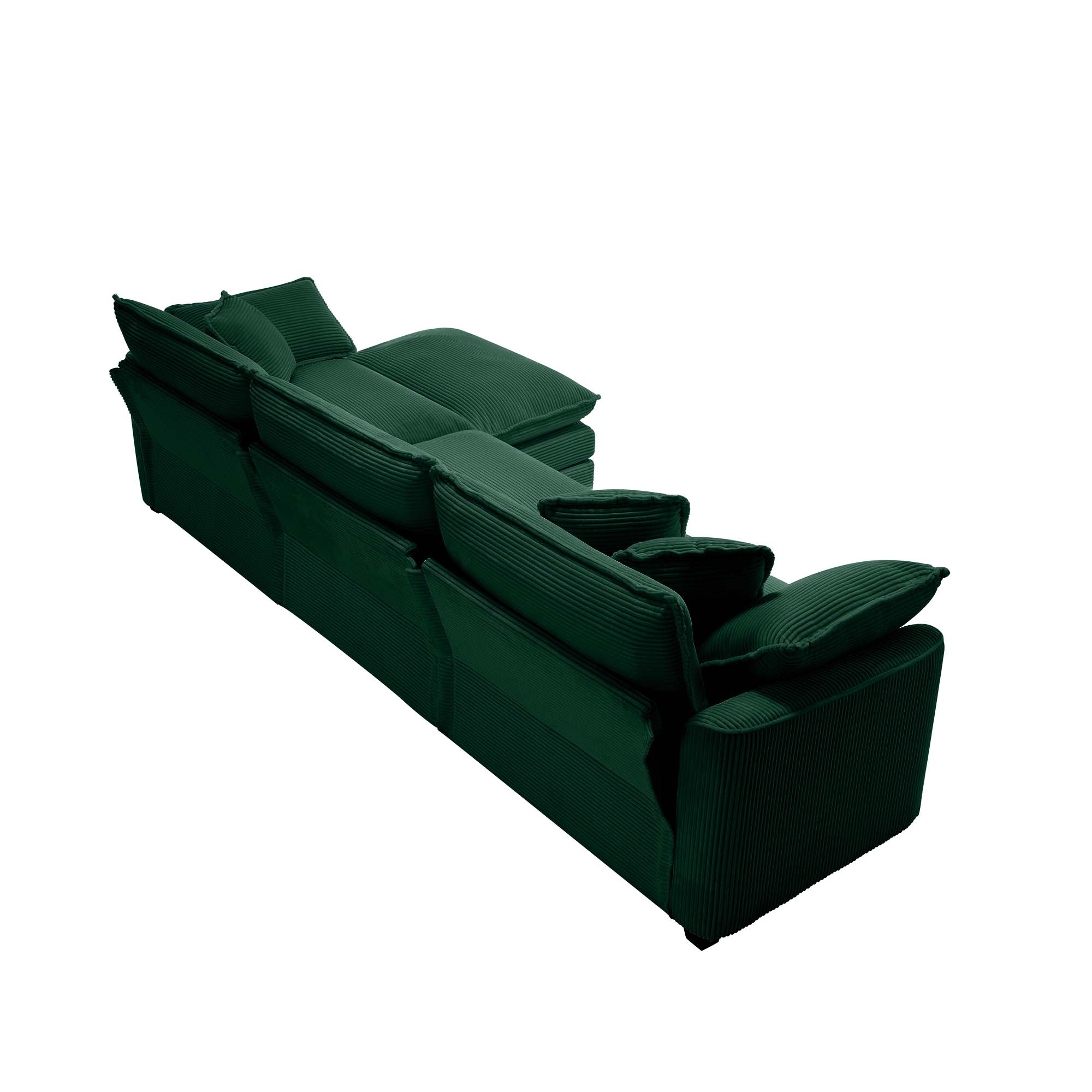 Corduroy 3-Seater Sofa with Ottoman