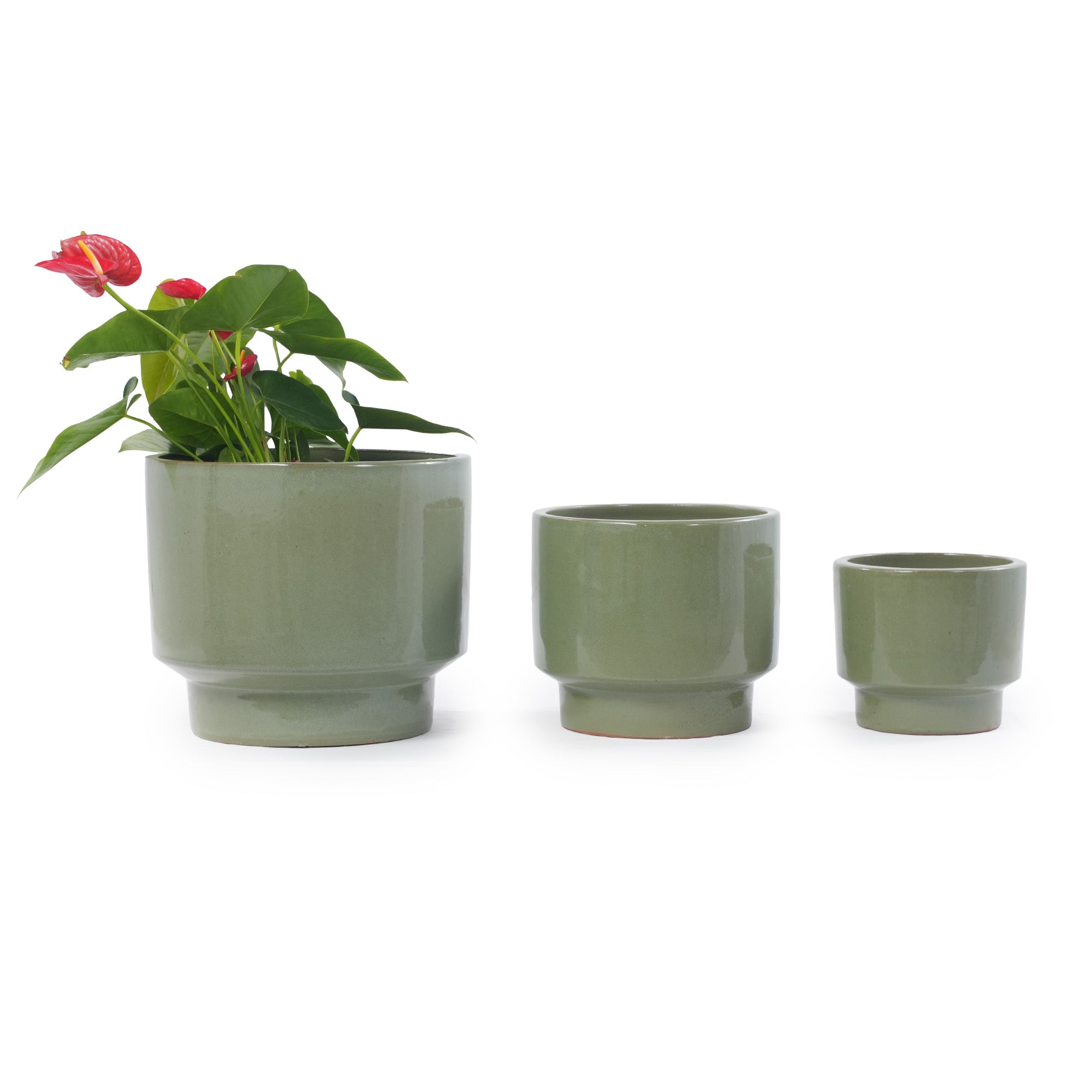 Handmade Solid Glaze Ceramic Planter Set of 3