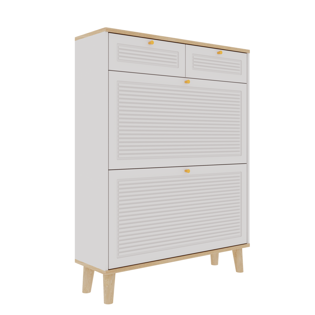 Shoe Cabinet with 2 Flip-Up Doors and Drawers