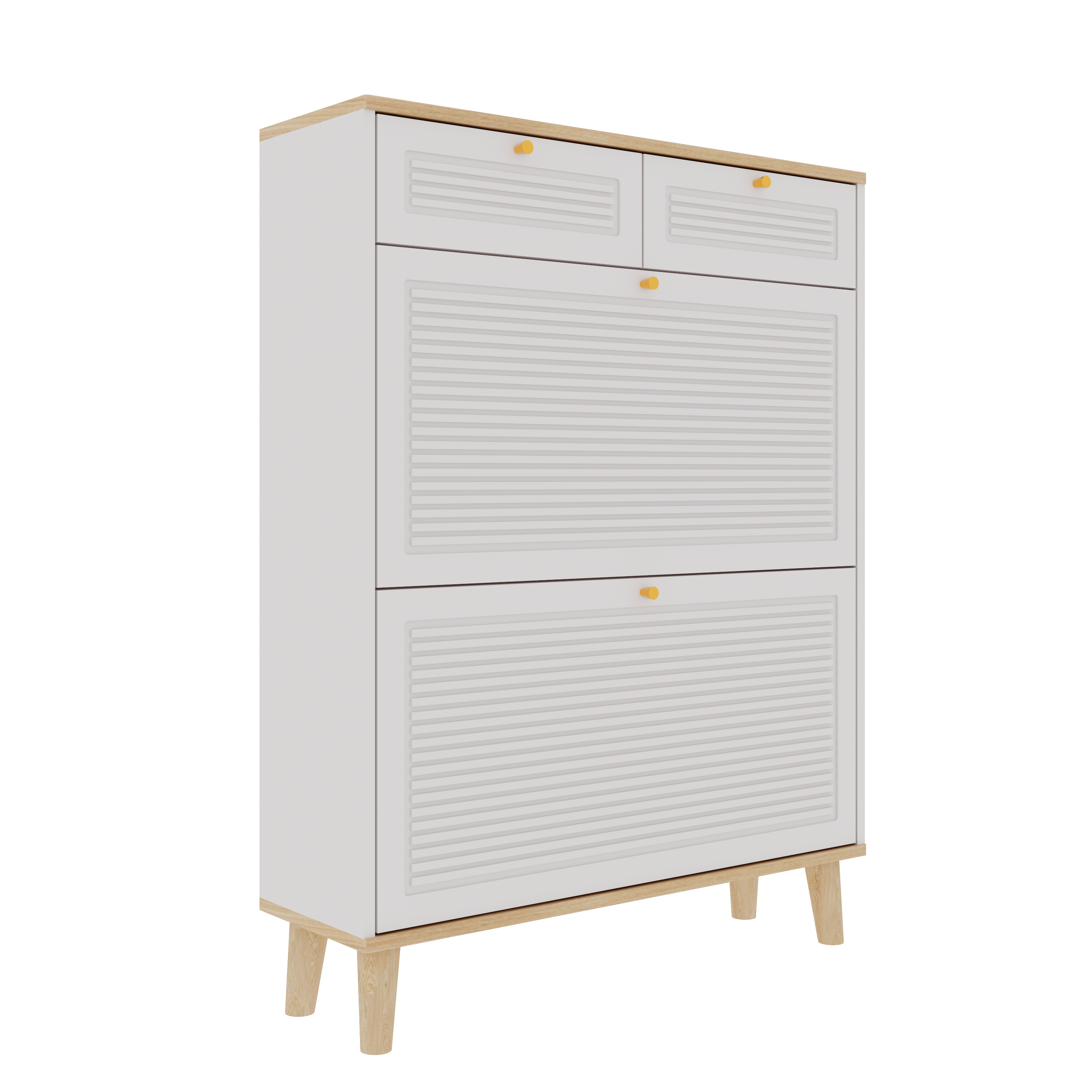 Shoe Cabinet with 2 Flip-Up Doors and Drawers