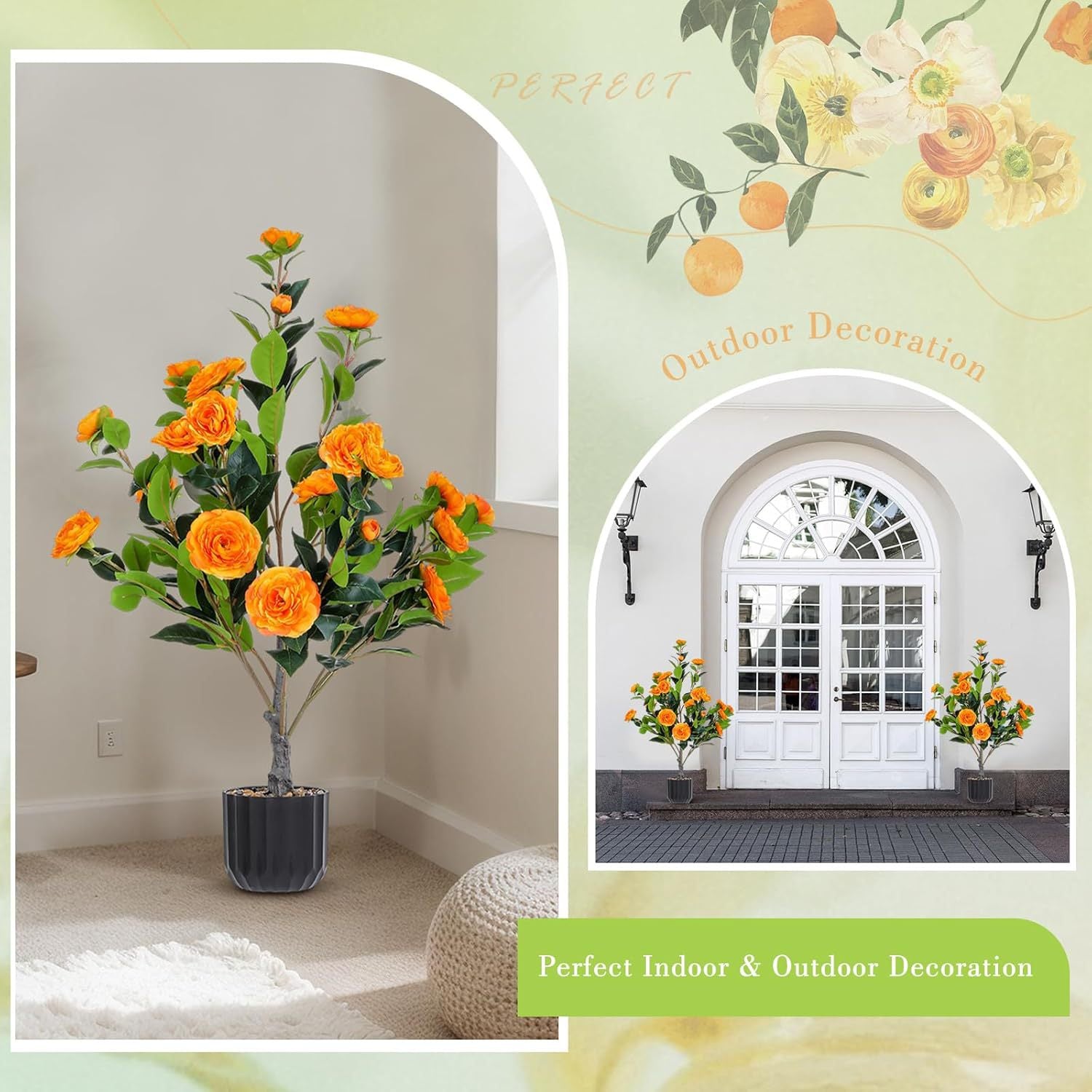 Artificial Camellia Tree 2 Pack