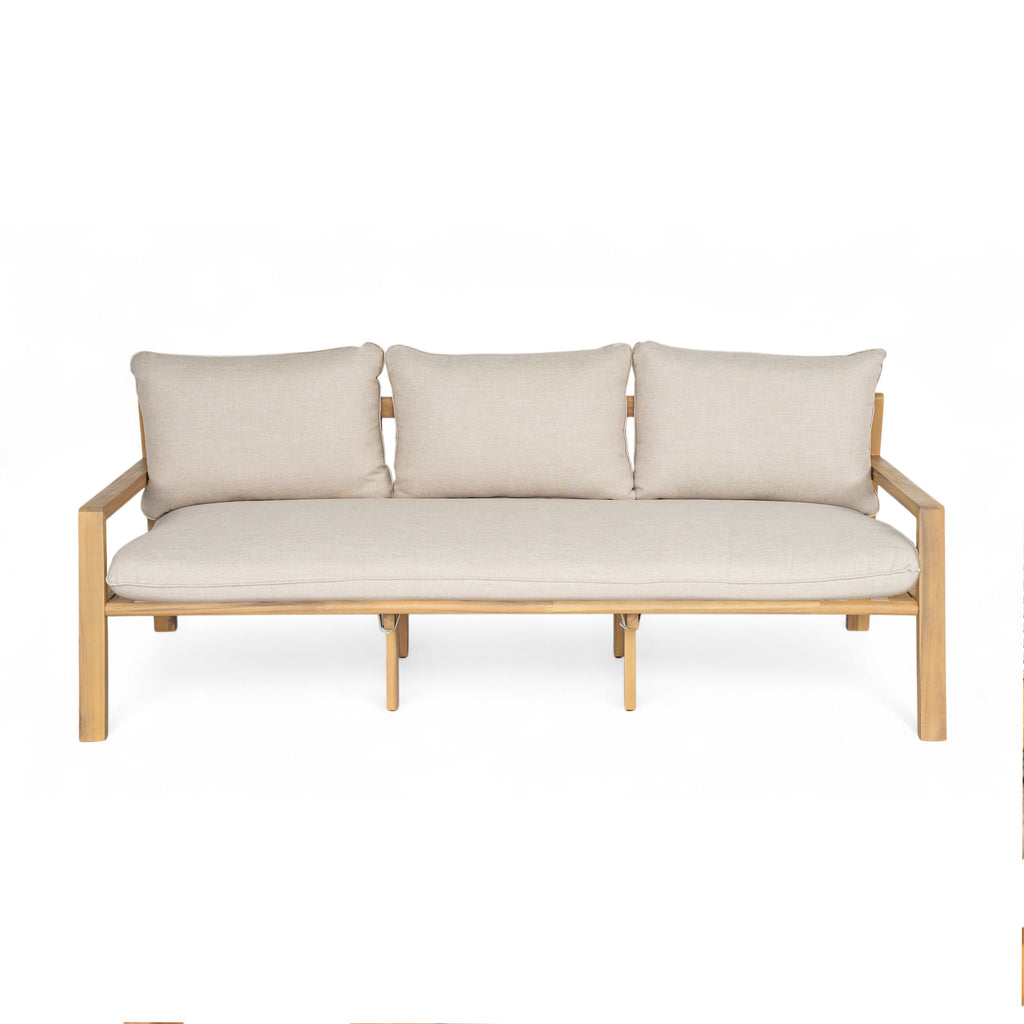 Outdoor Acacia Wood Woven Sofa With Cushions