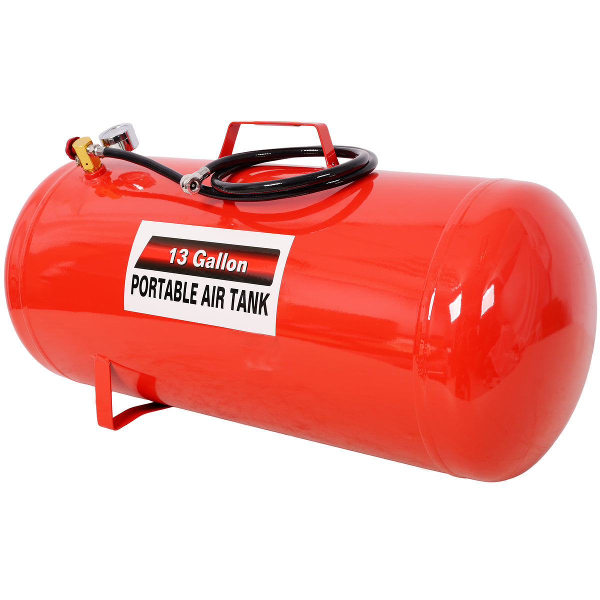 Portable 13 Gallon Air Tank, Lightweight Durable Air Compressor Tank with Pressure Gauge, Safety Valve and 43 Inch Hose for Easy Tool Connection