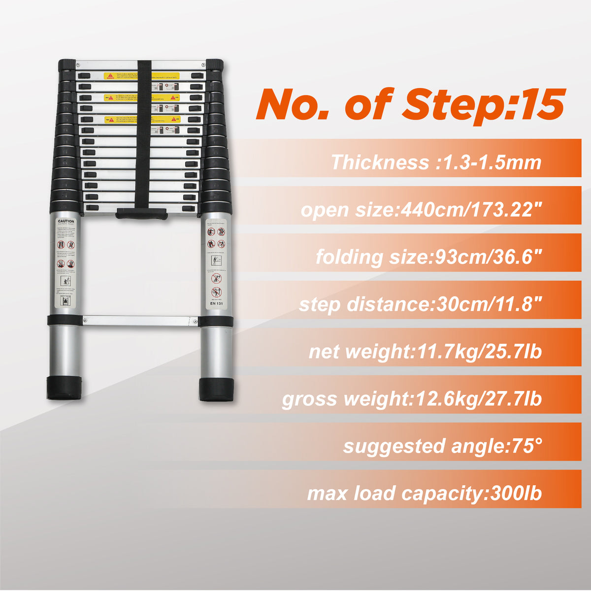 Telescoping Ladder 14.5FT - Multi-Purpose Aluminum Folding Ladder