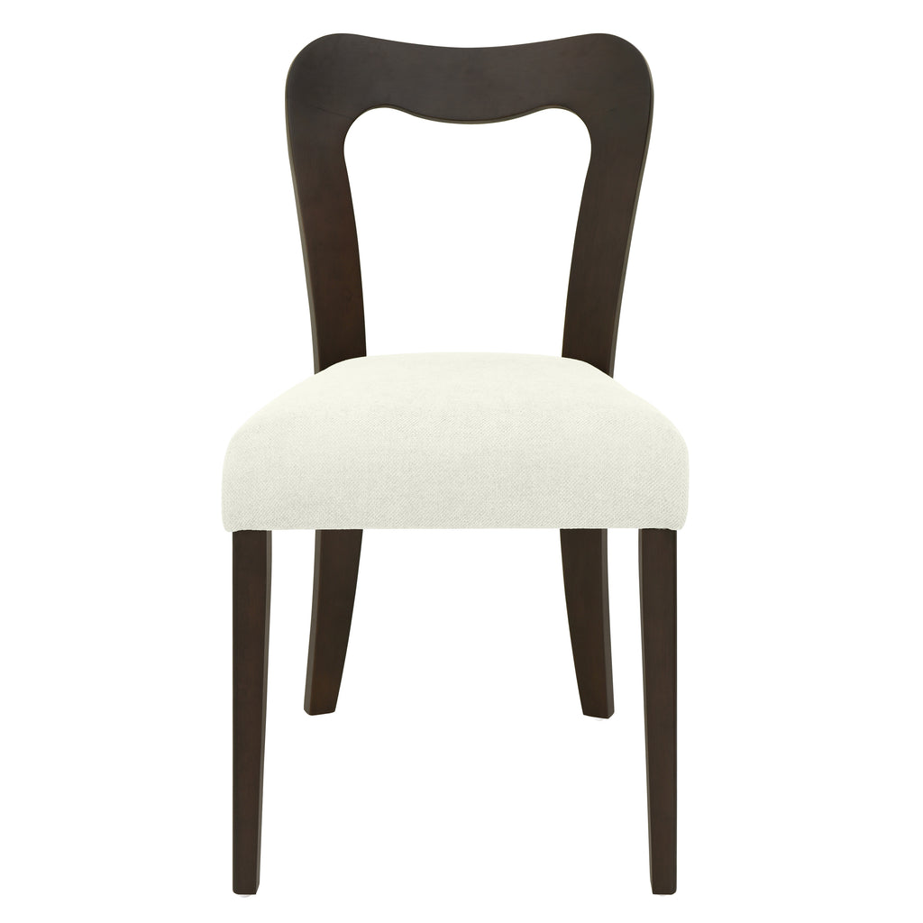 Dining Chair Without Arm Set of 2 - Dark Brown and Beige