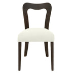 Dining Chair Without Arm Set of 2 - Dark Brown and Beige