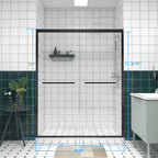 56-60"x74" Aluminum Frame Double Sliding Shower Door