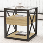 Modern End Table with Drawer - Nightstand for Bedroom & Living Room