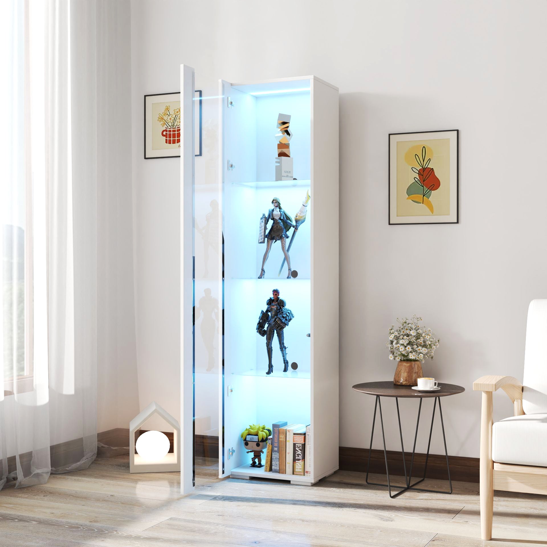 Side Cabinet With Aluminum Strip Lamp