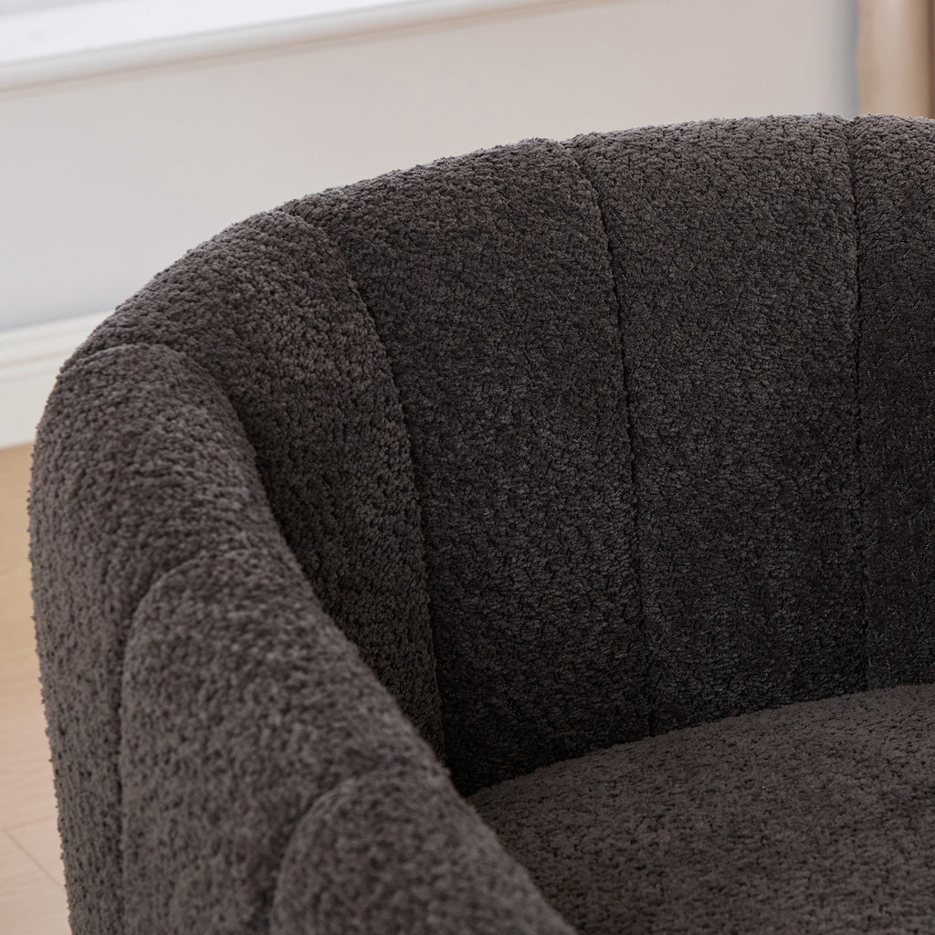 31.89" Wide Modern Chenille Cushioned Metal Base 360° Swivel Chair