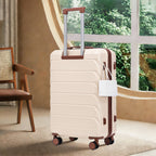 28 Inch ABS Hard Shell Large Travel Checked Luggage - Beige