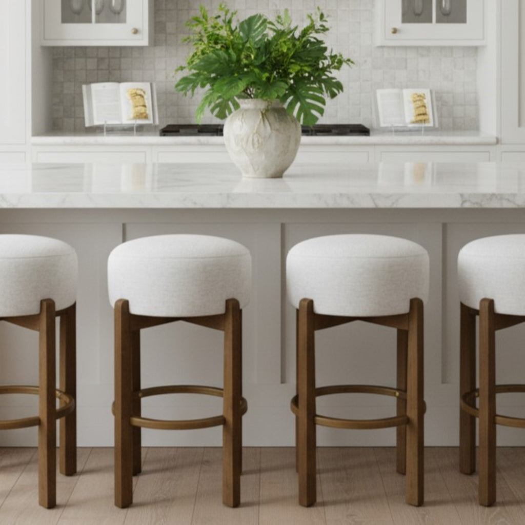 Vera Indoor Wooden Upholstered Barstool, Dark