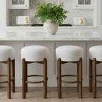 Vera Indoor Wooden Upholstered Barstool, Dark