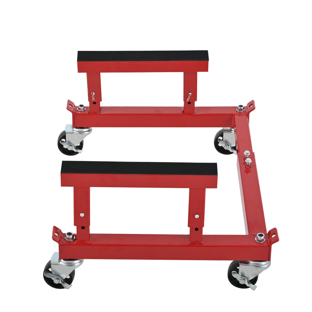 ATV Motorcycle Engine Cradle Dolly, Heavy Duty Iron Frame, Red