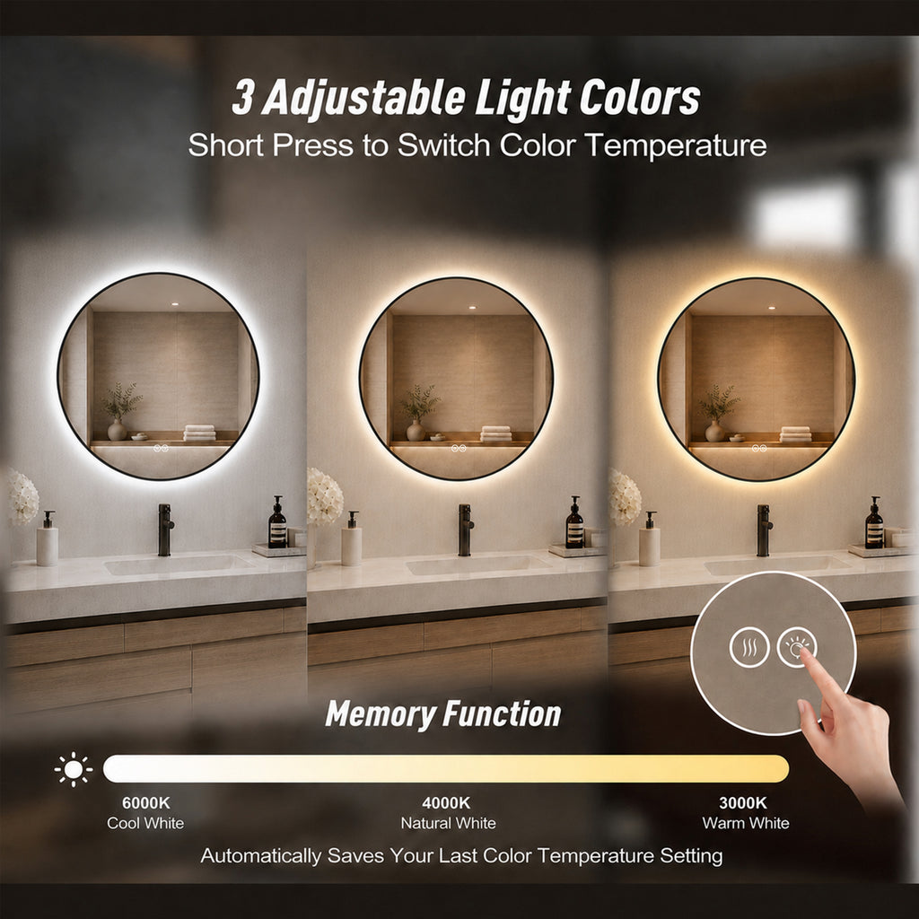 24" Round Bathroom Mirror