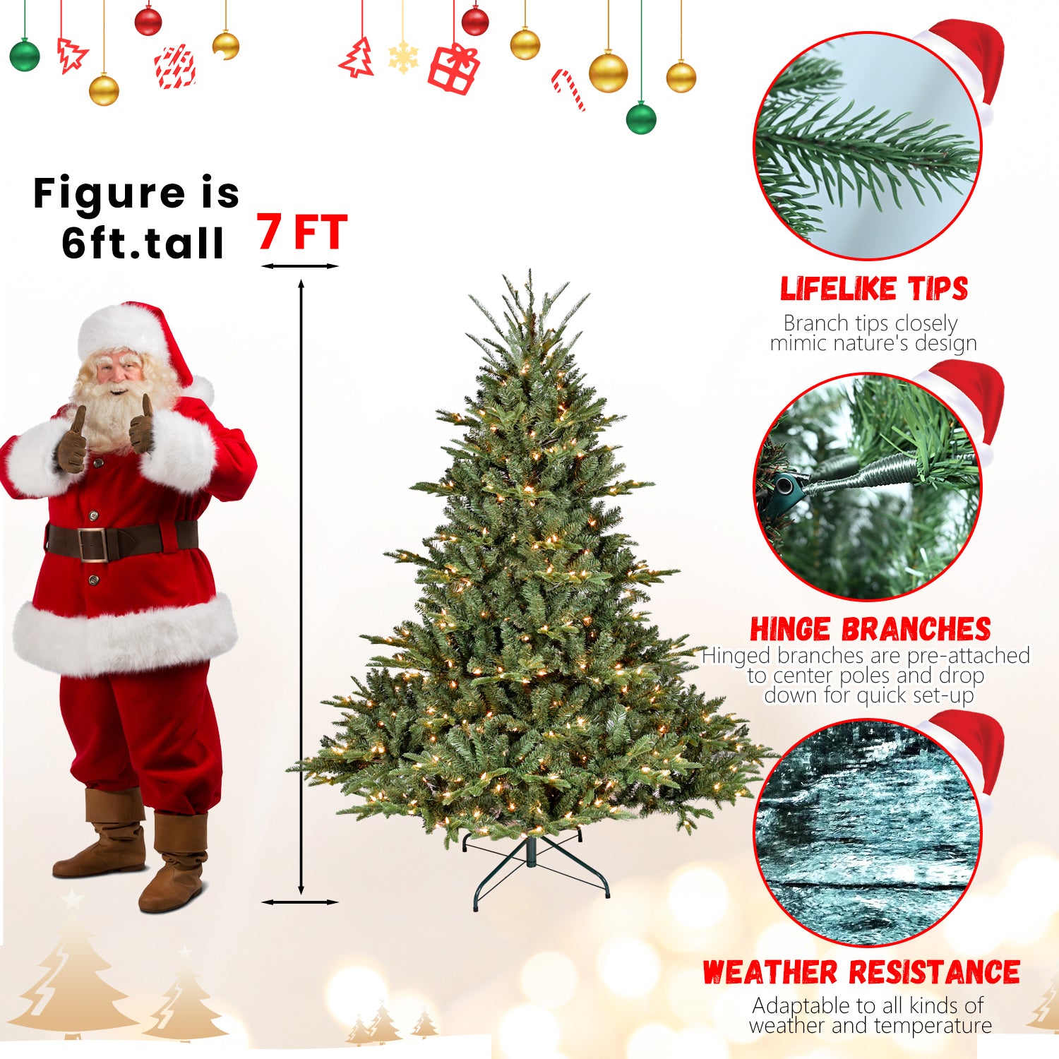 6FT Full-Shape Christmas Tree with 500 UL Lights