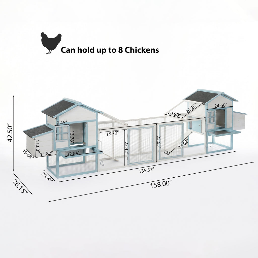 Large Wooden Chicken Coop with Double Nesting Boxes