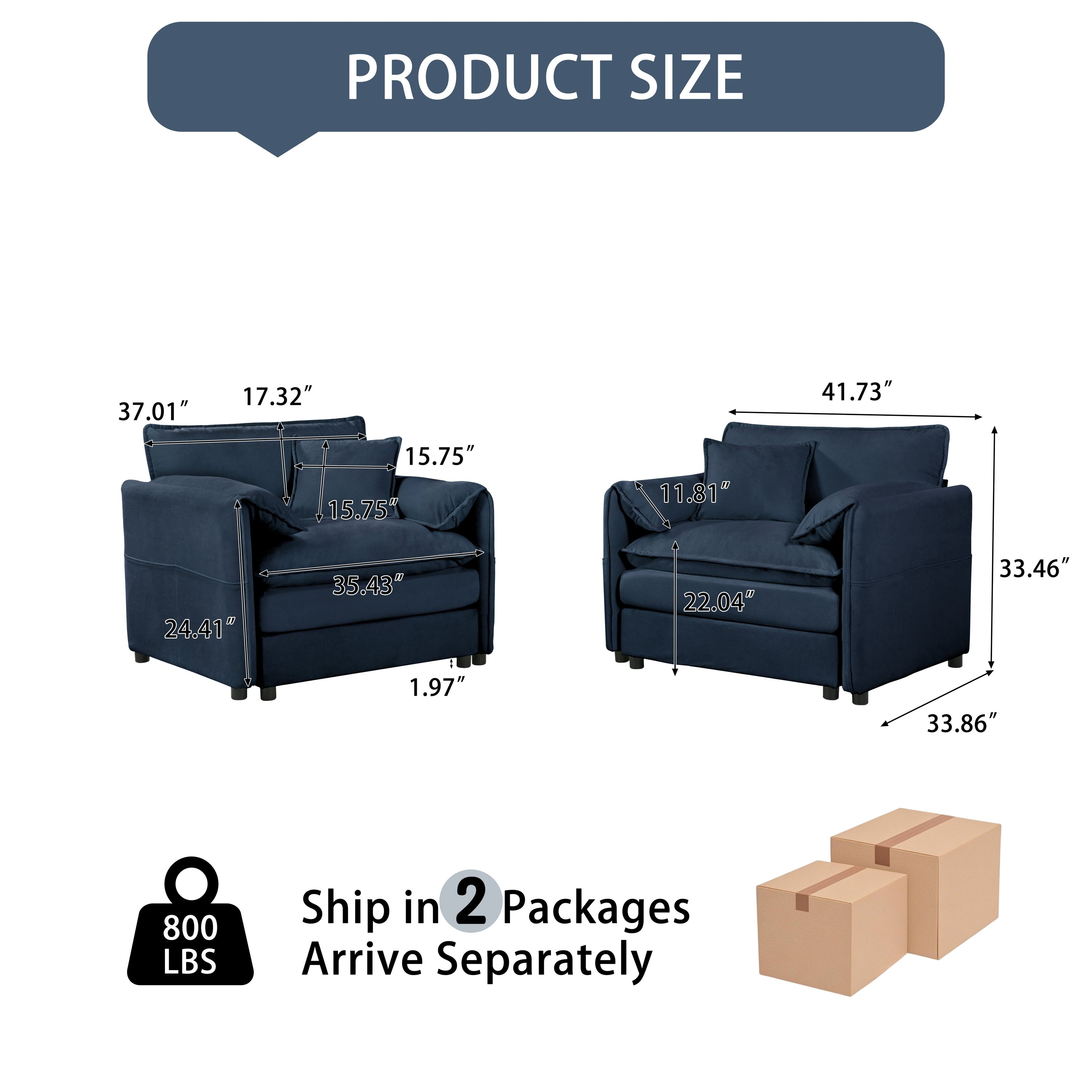 Oversized Chenille Accent Chair Set of 2