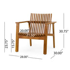 Outdoor Acacia Wood Slatted Club Chairs, Set of 2