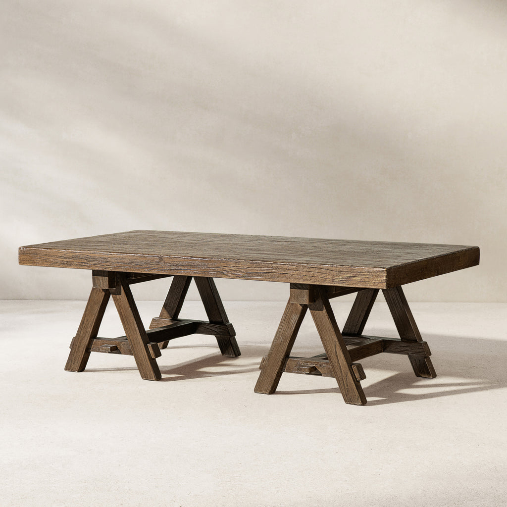 Hawthorne 48" Solid Reclaimed Elm Rectangular Trestle Coffee Table
