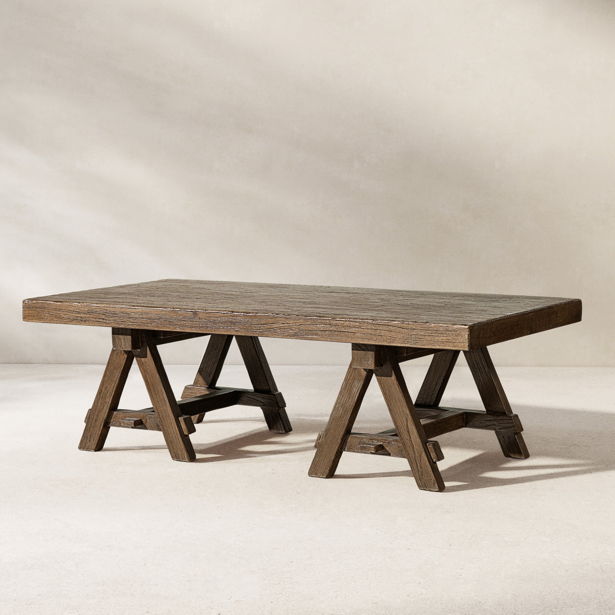 Hawthorne 48" Solid Reclaimed Elm Rectangular Trestle Coffee Table